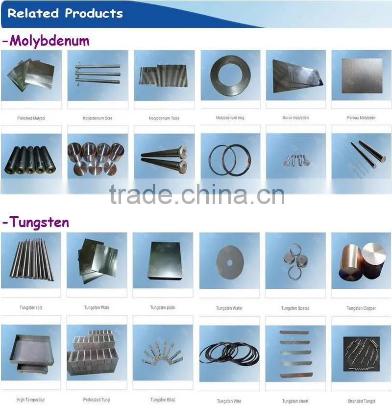 Alibaba supplier tungsten and molybdenum internal thread screw