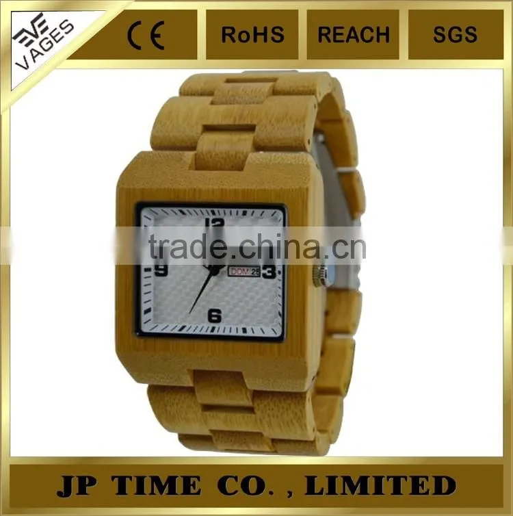 Unisex Handcrafted Mens Luxury Style Men Natural Bamboo Day Date watch
