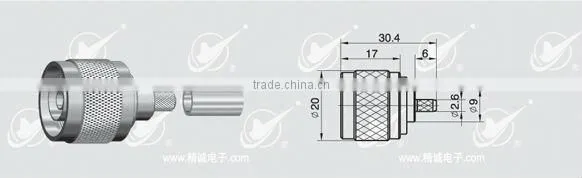 Reverse Polarity N type male body with female pin crimp for RG316 cable