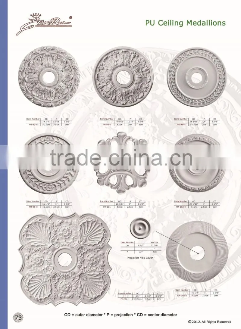2015 High Quality Good price beautiful new modern luxury pu cornice Ceiling domes