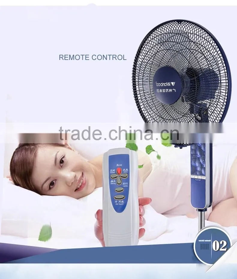 ABS 16 inch stand fan with remote control LED light