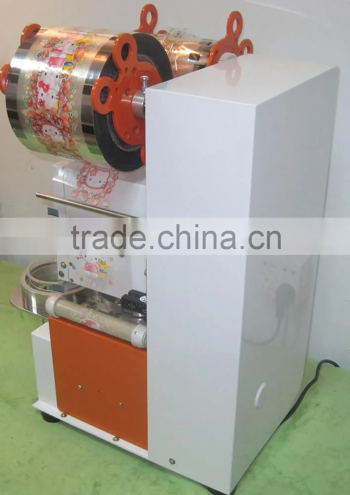 Plastic Packaging Material and Electric Driven Type Puffed Food Auto Filling And Sealing Machine, Small Cup Sealing Machine