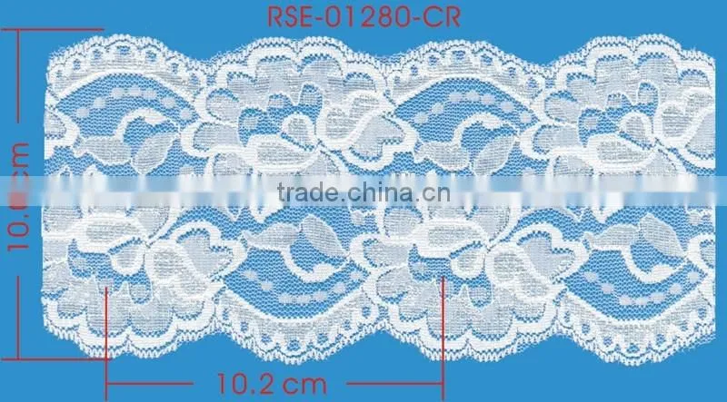 Width 10.0 Centimeter White Stretch Trimming Spandex Elastic Lace