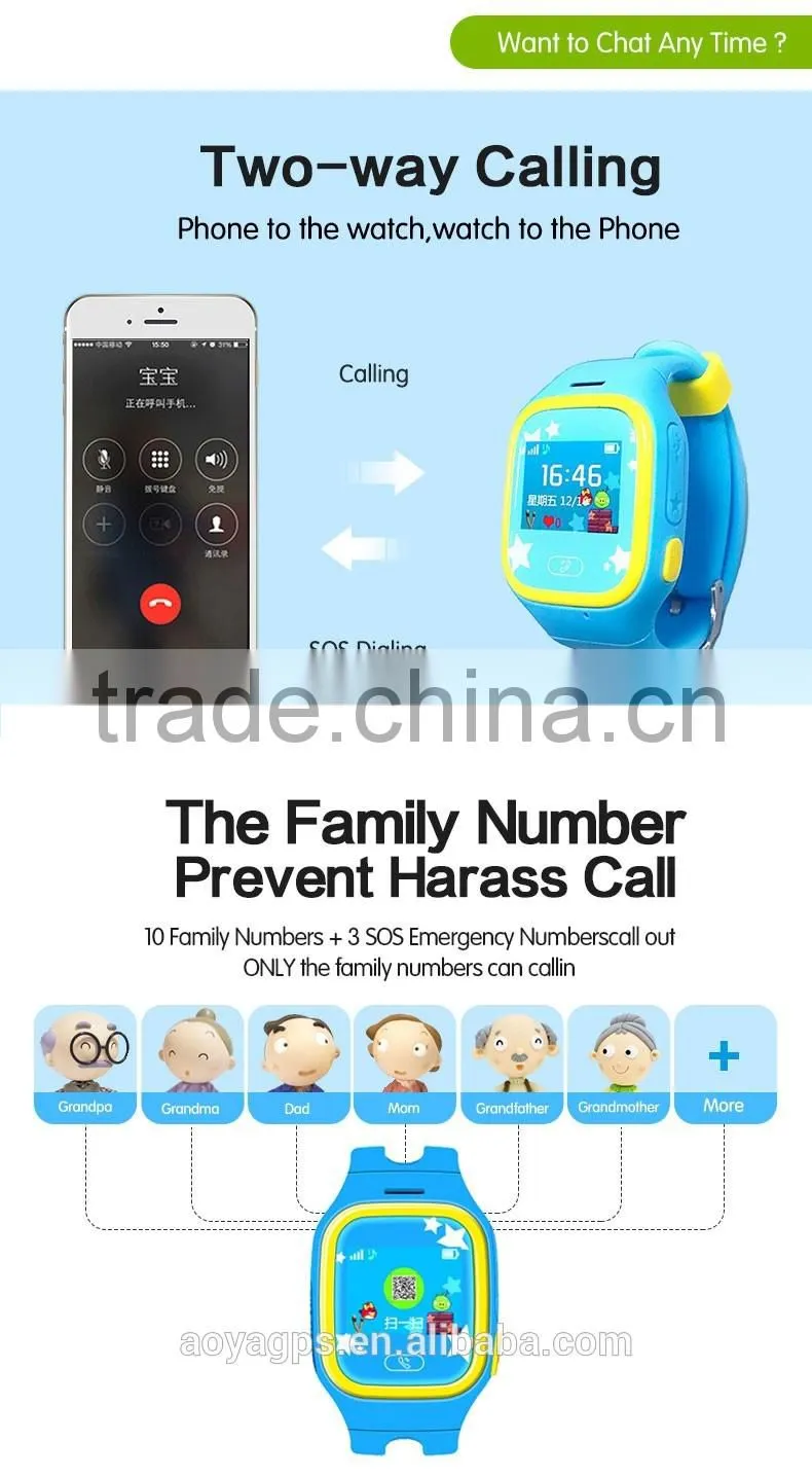 Anti-lost smart watch GPS tracker SOS security alarm monitor for kids baby pets