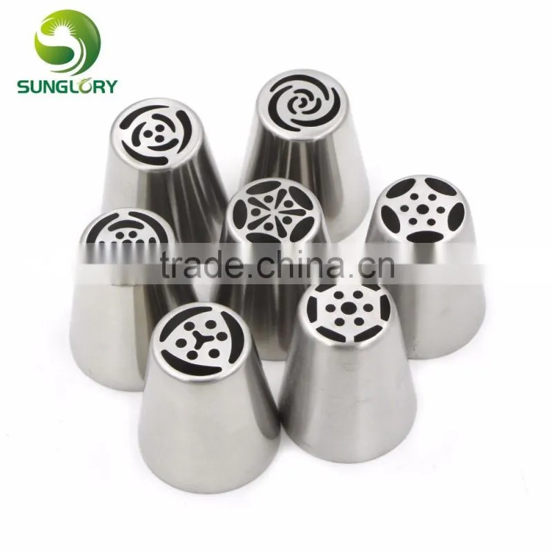 7pcs stainless steel russian tulip nozzles flower icing piping tips pastry tubes set
