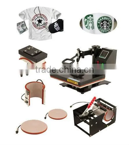 Low cost YH-J61 Combo 6 in 1 multifunction heat transfer ,plate press machine,cloth T-shirt press machine