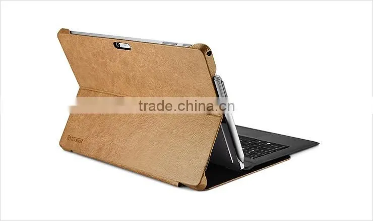 ICARER Genuine Leather Case for Microsoft Surface Pro 4 Flip Cover with Stand Function Luxury Series