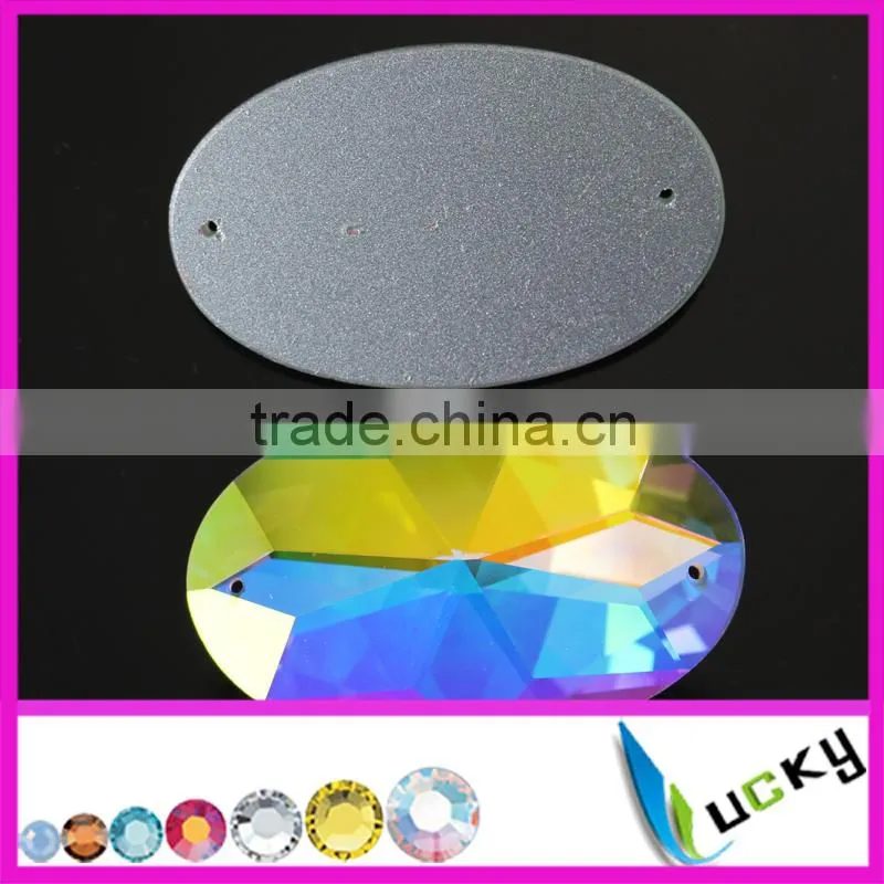 China Highest quality cobalt color sew on strass rhinestones rivoli shape flatback jewellry beads with holes