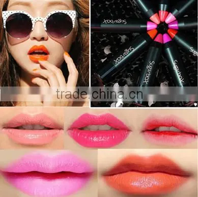 Newest 12 Fashion Colors Name Sugar Box Mini Water Sense Lip Stick Lipstick Pencil, Long Lasting than Kiss proof