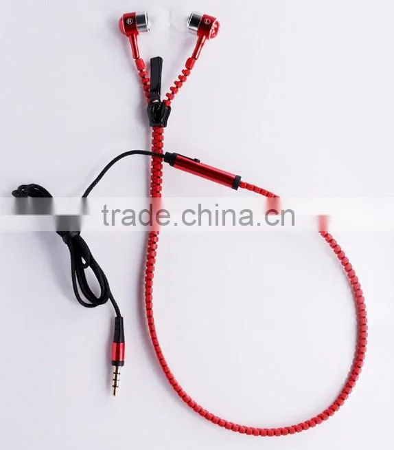 metal earphone/zipper earphone
