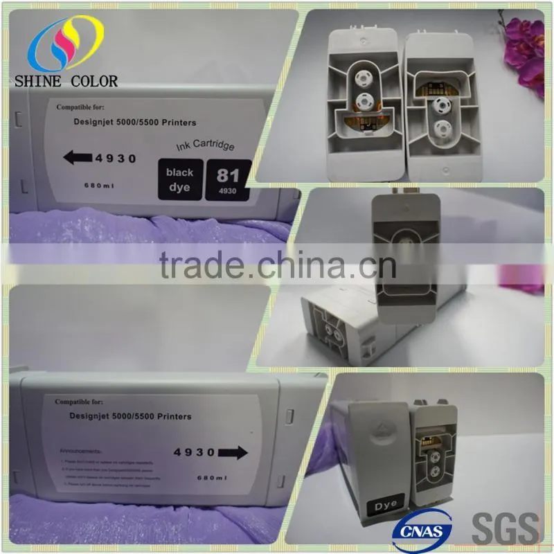NEW 6 color 680ML HP81 compatible ink cartridge for HP DJ 5000 5500