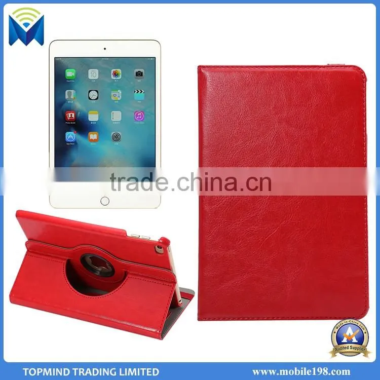 high quality pu leather case for ipad mini 4 360 degree rotating stand case