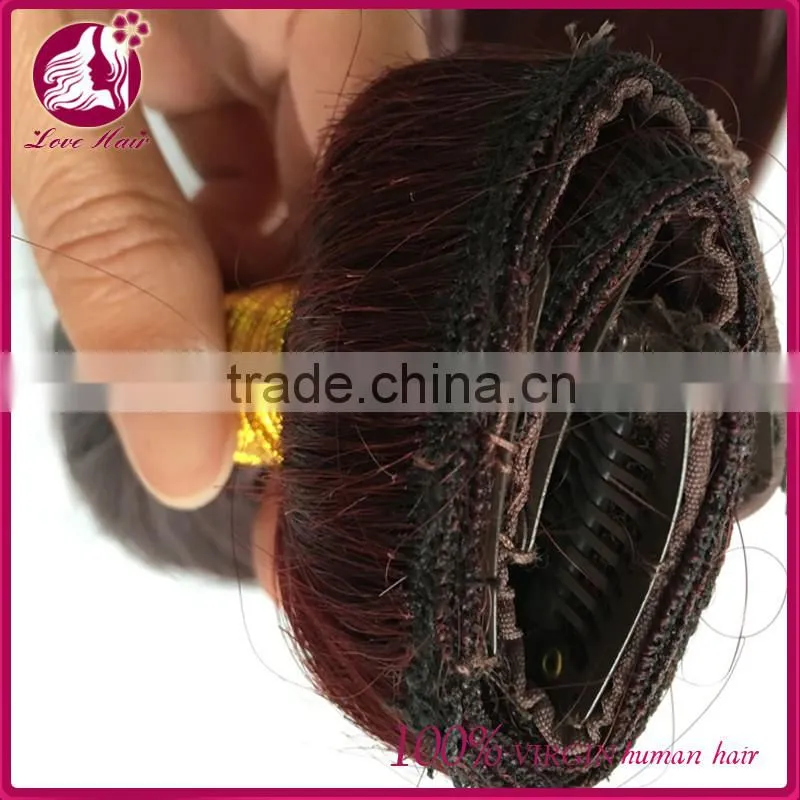 Wholesale 100% unprocessed 7a grade Indian human hair clip in hair extensions
