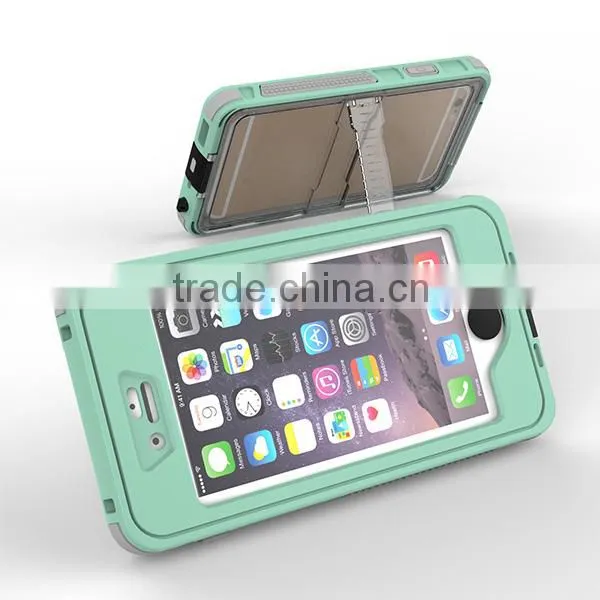 4.7 Inch Glow In Dark IP68 Waterproof Case for iPhone 6 6S With Button And Holder Stand