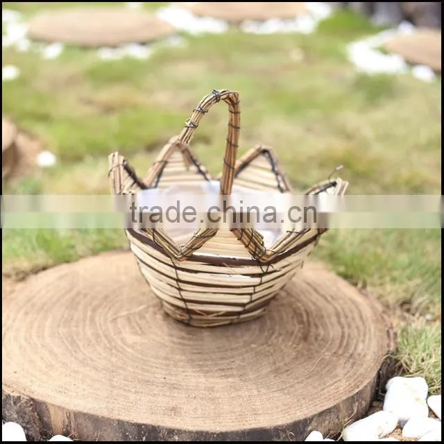 unique shape wicker flower basket