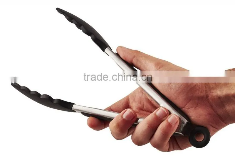 OEM Cooking Tools 430 Stainless steel handle silicone BBQ tong