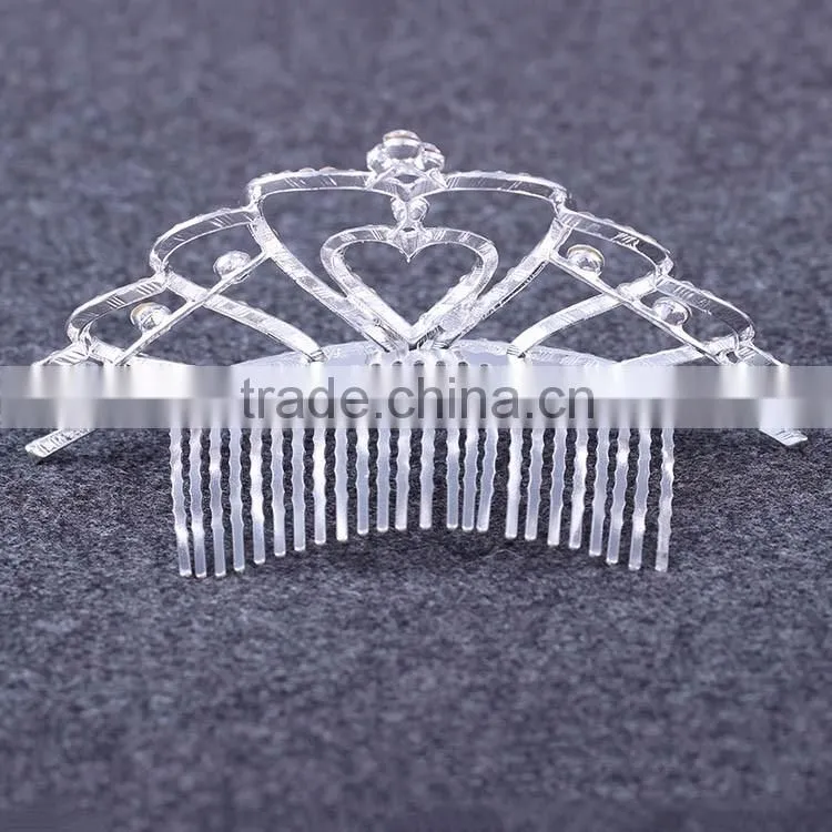 Korean fashion love Crown bride Crown alloy rhinestone hair comb hair accessories jewelry Factory outlets