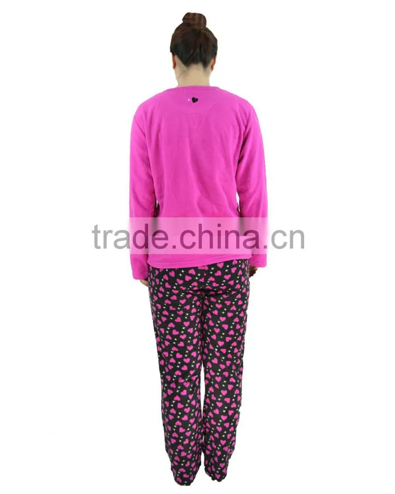 Kevince women polar fleece pyjamas set fusia deer 1000pcs up OEM factory directly