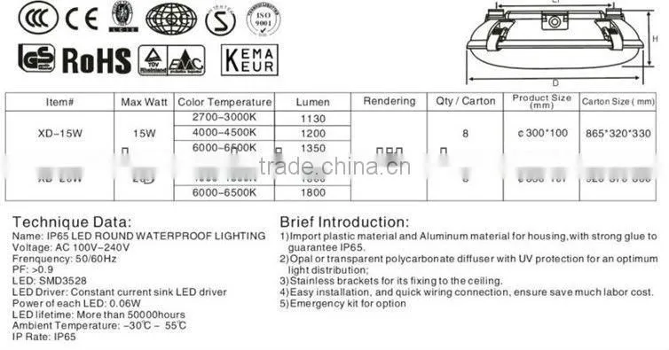 IP65 surface mounted led triproof lighting fixture