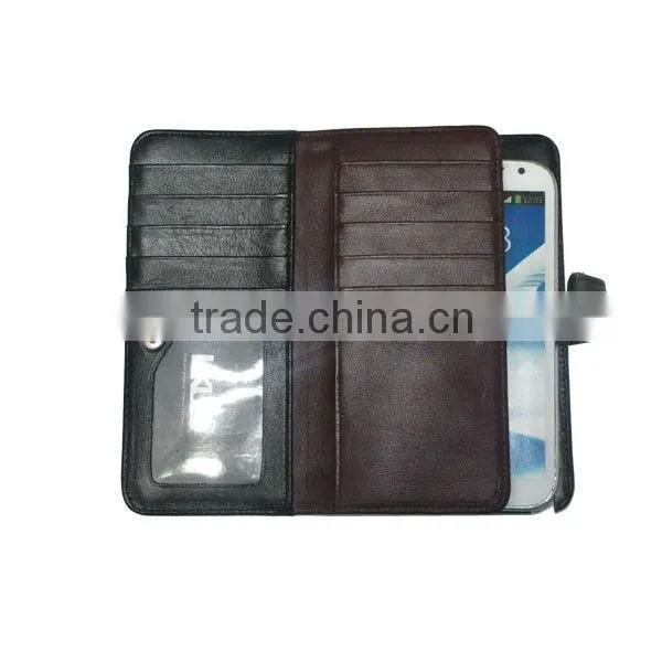 Wallet style Genuine leather case for sumsung galaxy note 2 i9220 N7100