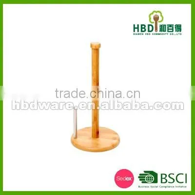 BSCI factory High quality bamboo wood Kitchen roll holder, roll holder wholesale
