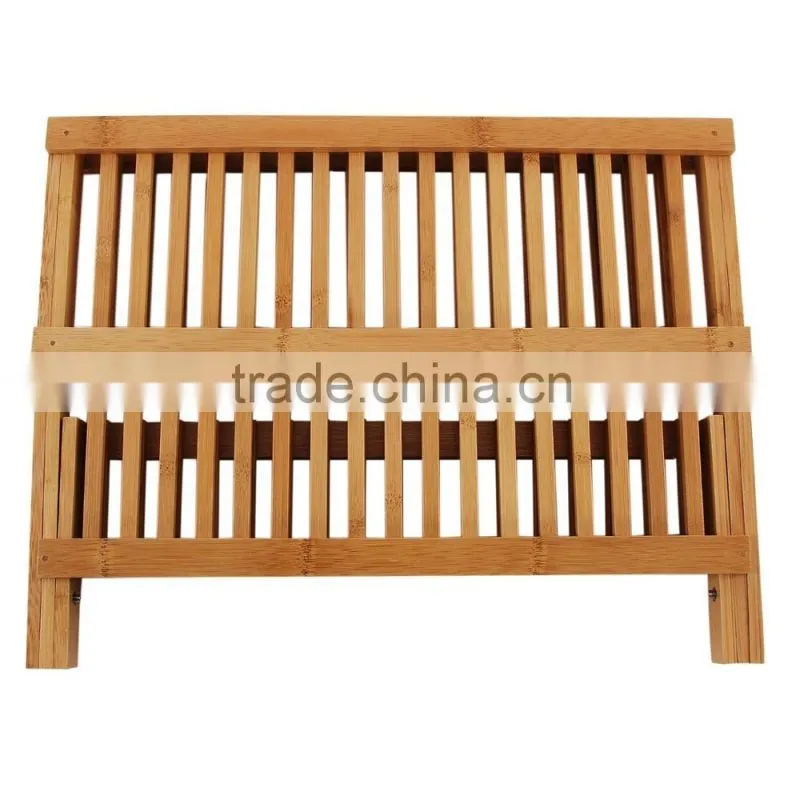 Bamboo Folding Dish Rack Dish Drying Rack Holder Utensil Drainer