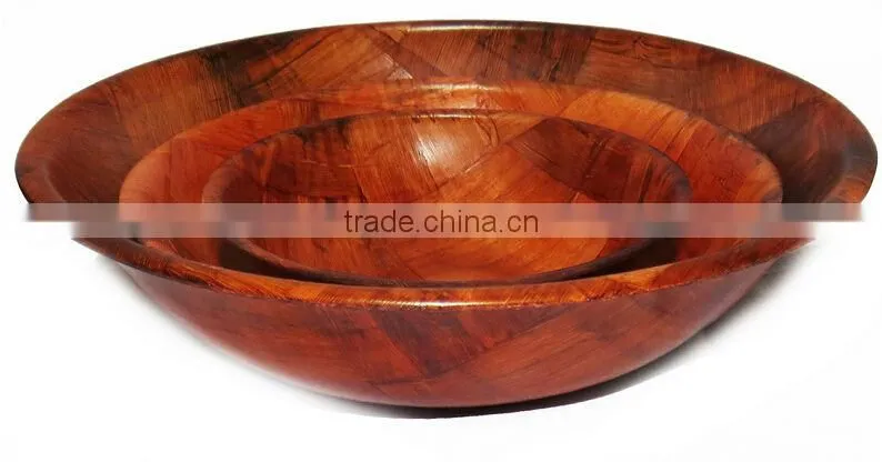 Bamboo Wooven Set of 3 round salad dinner bowls