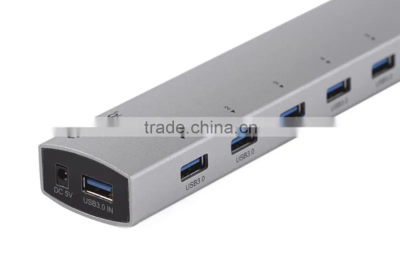 Wholesale OEM 7 Ports USB 3.0 Hub with Power Adapter,superspeed usb hub