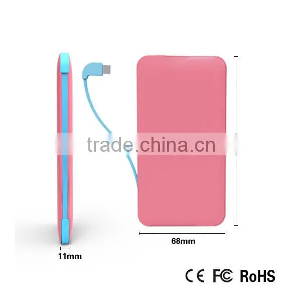 ultra slim rechargeable lithium battery power bank 5000mah
