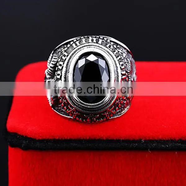 vintage cubic zircon engrave 316L stainless steel finger rings for men