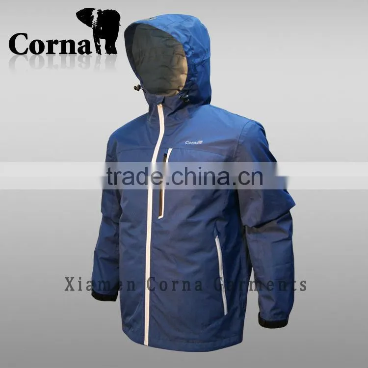 3 layer Polyester fabric Lightweight Mens Trekking jacket