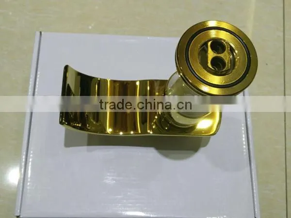 golden bathroom faucet, titanium gold water tap, top brass material jade faucet