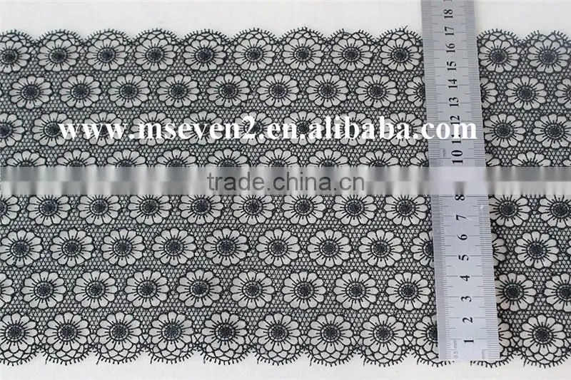 new black color lace design 2016 embroidery scallop shape lace trim austrian embroidery designs flower lace in 17cm