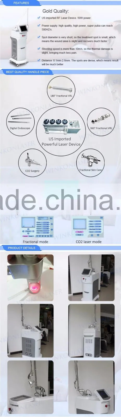CE FDA certification RF fractional laser physiotherapy beauty equipment co2 laser machine
