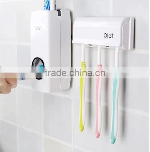 Toothpaste Dispenser Wall Mounted Automatic Toothpaste Squeezer Toilet Brush Holder Hands Free Dust-proof Toothpaste Squeezer
