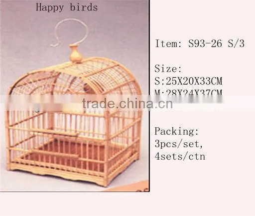Outdoor handle wooden bird cage, handmade antique bird cage