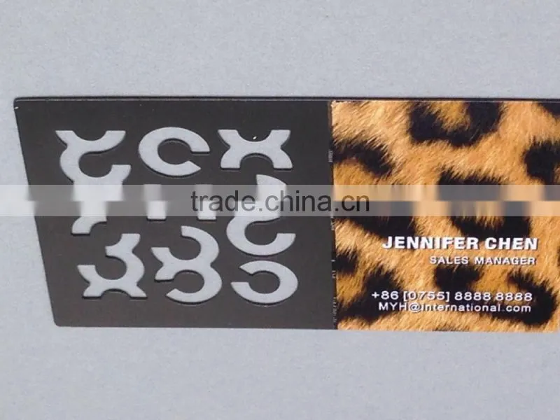 Mirror finish Leopard printed cut member card metal business card