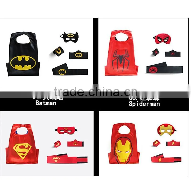 Double Layer 70cm Satin Kids Super Mario Bros Costume cape and masks
