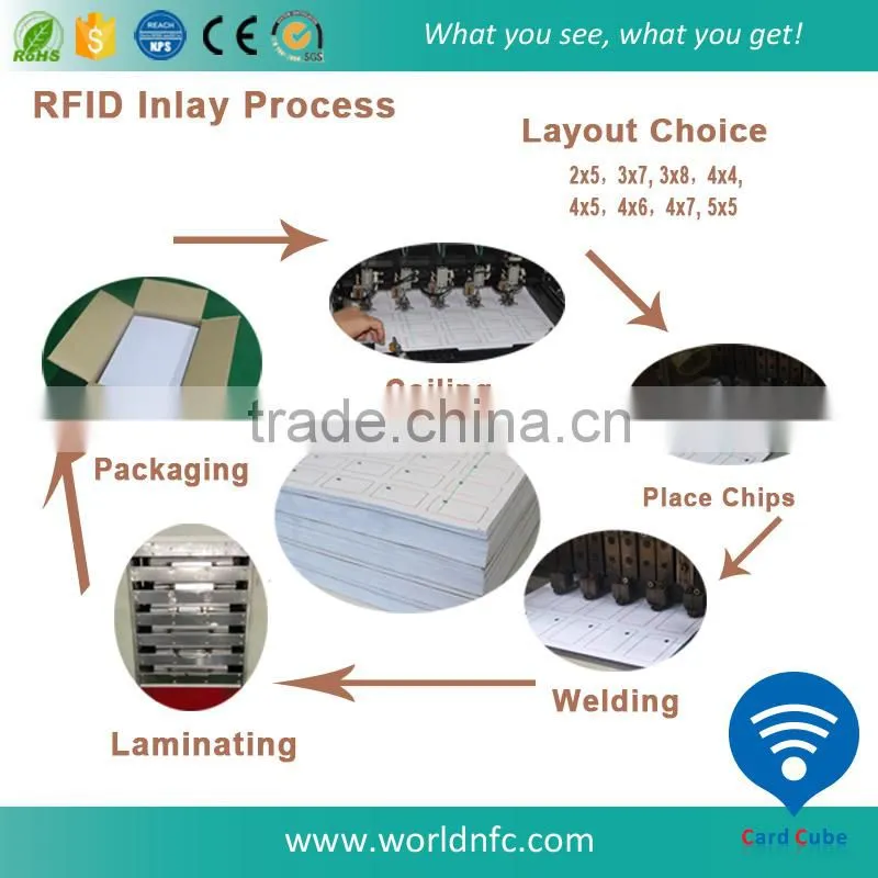 5*5 Layout 13.56MHz RFID Smart Card Inlay / Inlay Prelam