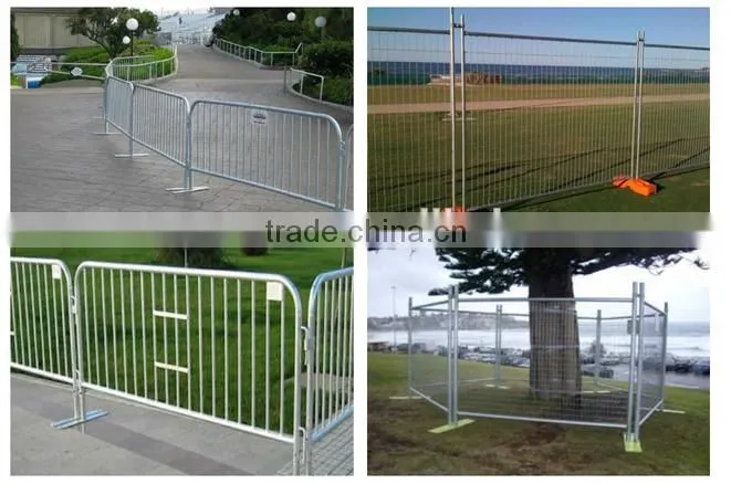 road barricade or pedestrian barrier/metal crowd control barrier at riot/event for crowd control