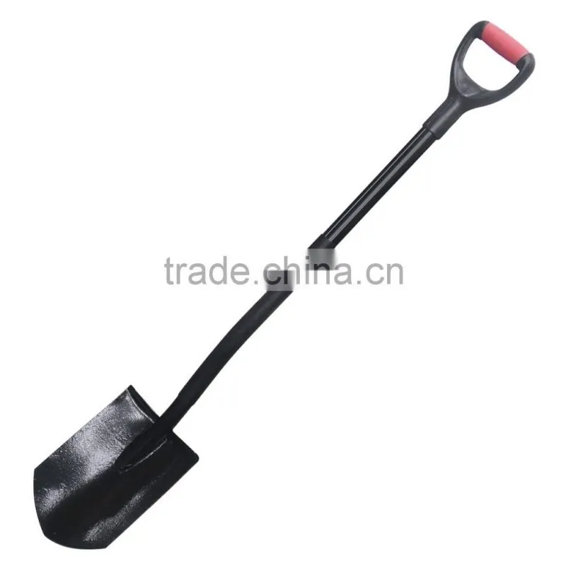 2015 the direct factory sale long handle carbon steel round point shovel with fiberglass handle