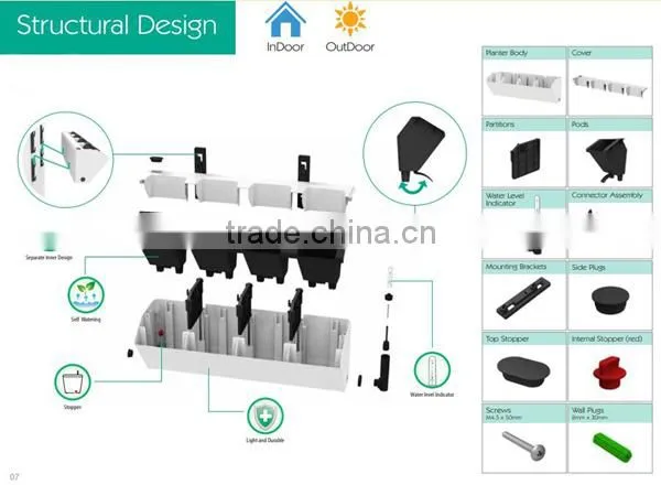 FO-1306 Garden Hanging Decorative Plastic Vertical Herb Wall Planter