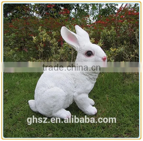 Customized 2016 christmas garden decor life like poly stone white rabbit statue