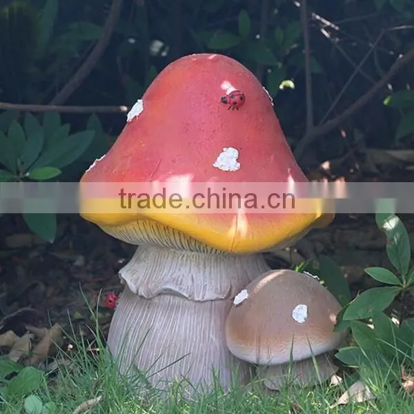 Artificial ladybug fairy mushroom statue for garden decor
