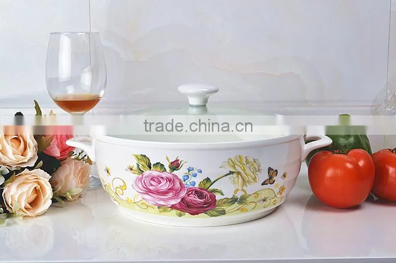 10" porcelain microwave pot with glas lid