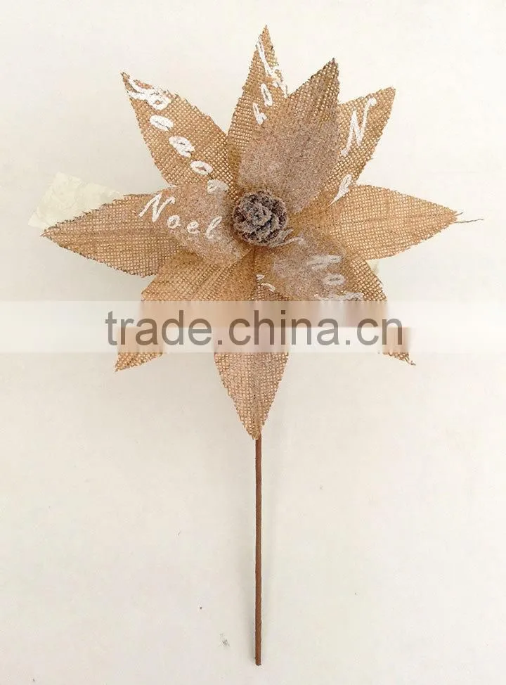 Cheap price linen poinsettia christmas decorations