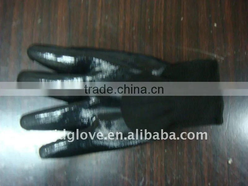 Welding gloves . 13G black nylon with black nitirle smooths finish coating open back Nitirle working safety gloves