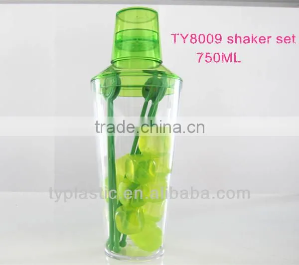 Plastic cocktail shaker set 750ml