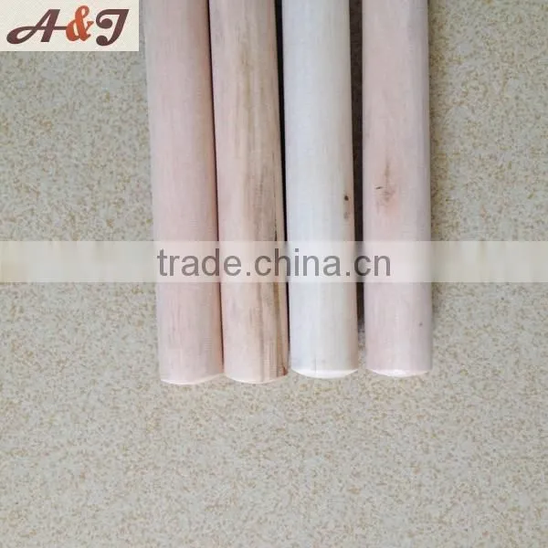 Wood color broom stick with metal screw
