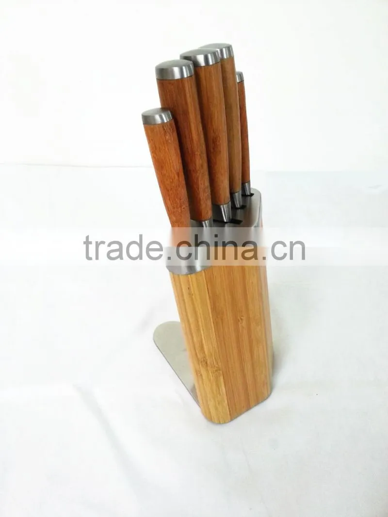 2015 new product 6pcs bamboo handle knife set